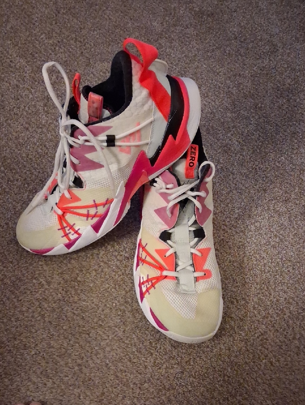 Air Jordan Men's Multi Colored Sneakers with Pink And Purple Accent Sz 13